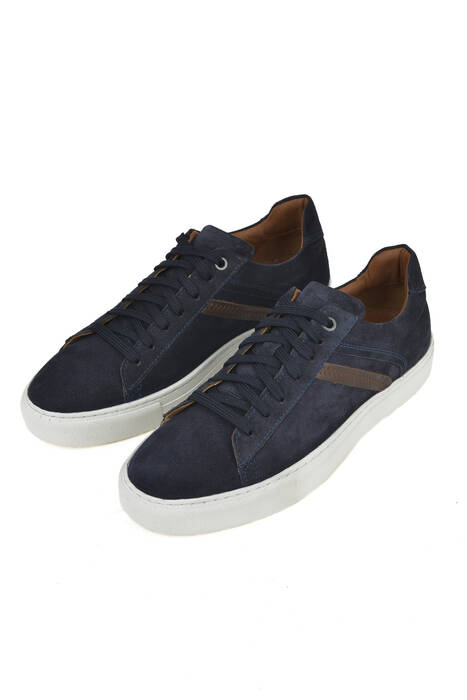 Navy Blue Genuine Leather Men's Casual Shoes